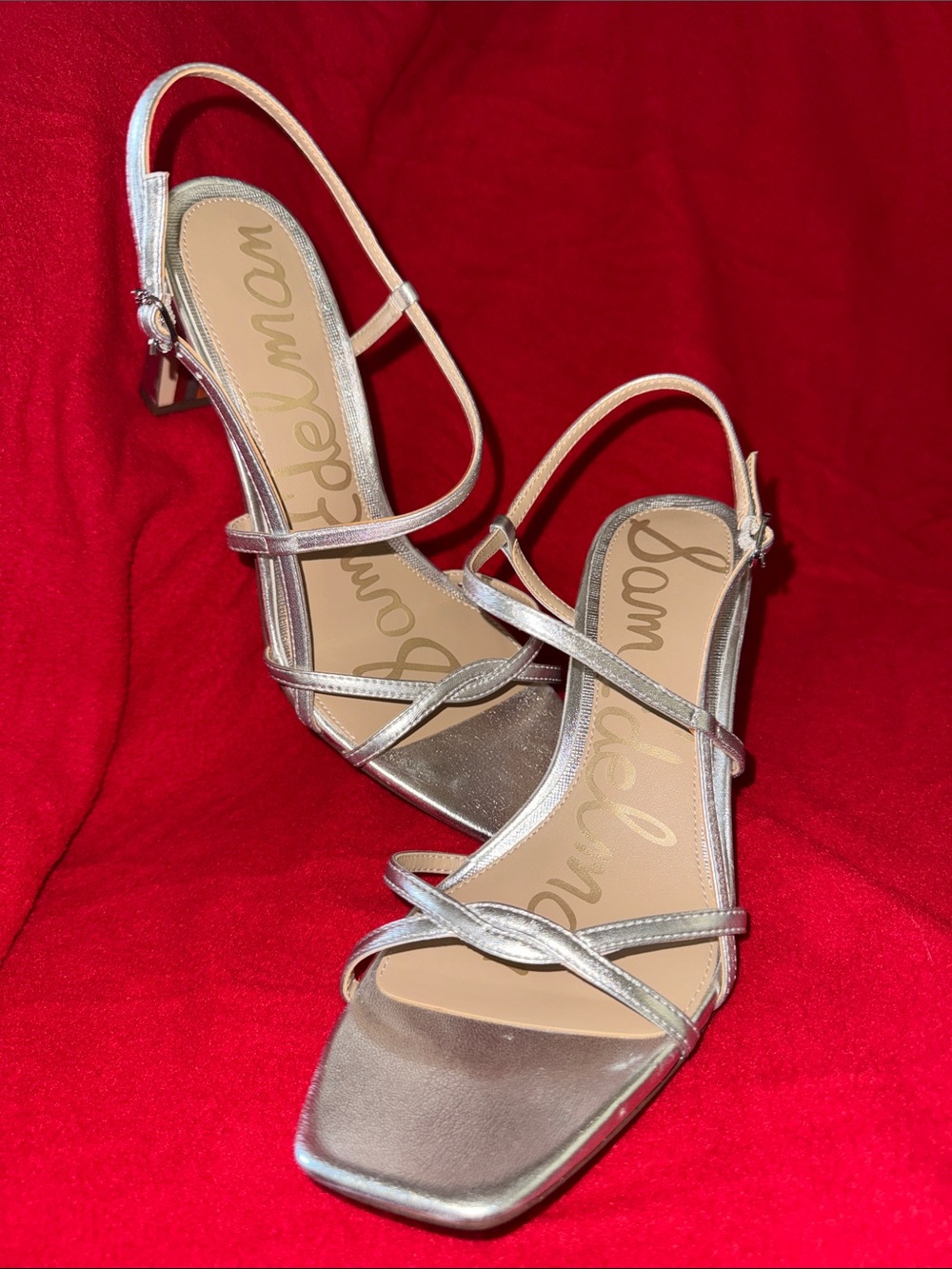 Sam Edelman Silver Strappy Block Heel Sandals